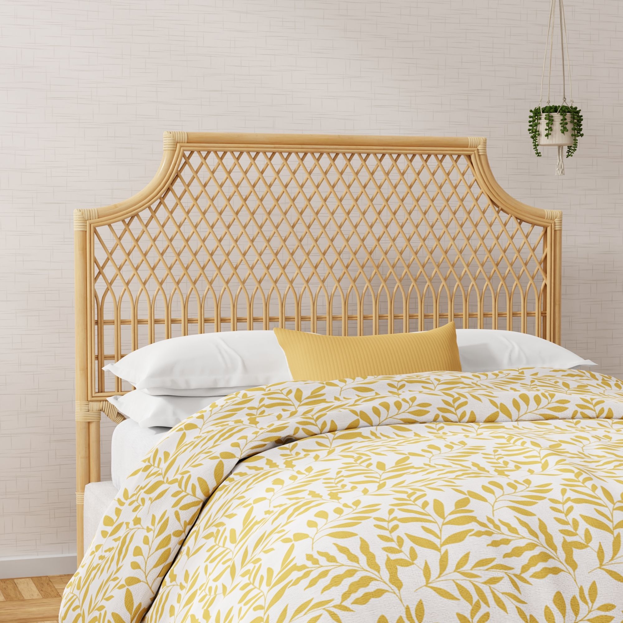 Light Ratta Headboard Nias Classic Rattan Headboard , Natural