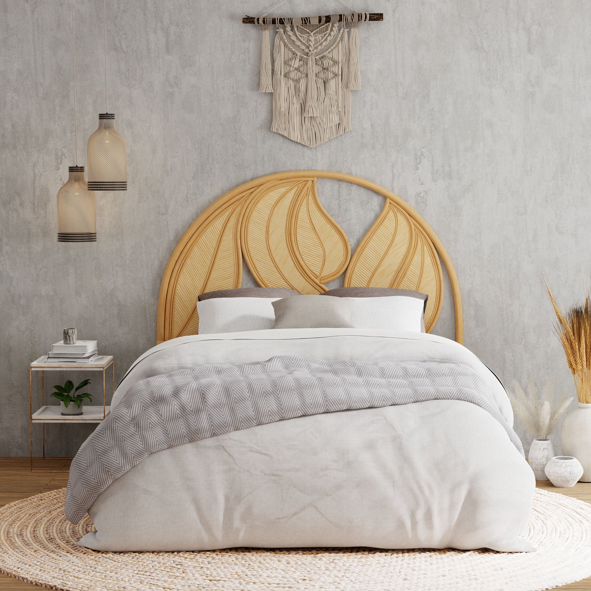 Light Ratta Headboard Palm Springs Rattan Headboard, Natural