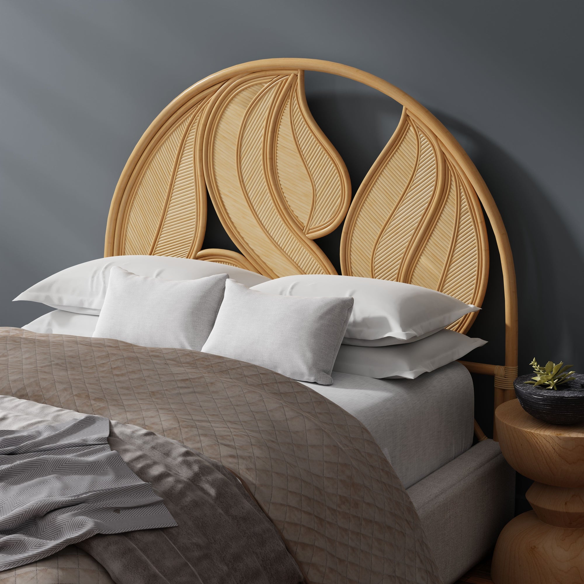 Light Ratta Headboard Palm Springs Rattan Headboard, Natural