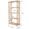 Sunrise Natural Rattan Bookshelf with 4 Shelves - Freestanding Display Shelving Unit -  Storage Bookshelf