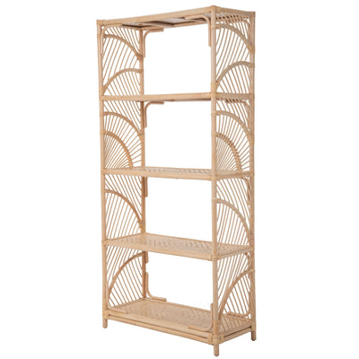 Sunrise Natural Rattan Bookshelf with 4 Shelves - Freestanding Display Shelving Unit -  Storage Bookshelf