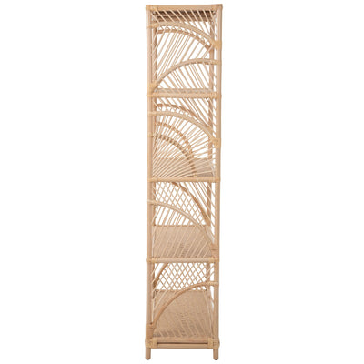 Sunrise Natural Rattan Bookshelf with 4 Shelves - Freestanding Display Shelving Unit -  Storage Bookshelf