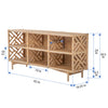 Chippendale Rattan Bookshelf & Console Table with 6 Slots for Storage - Freestanding Display Unit with Fixed Shelves