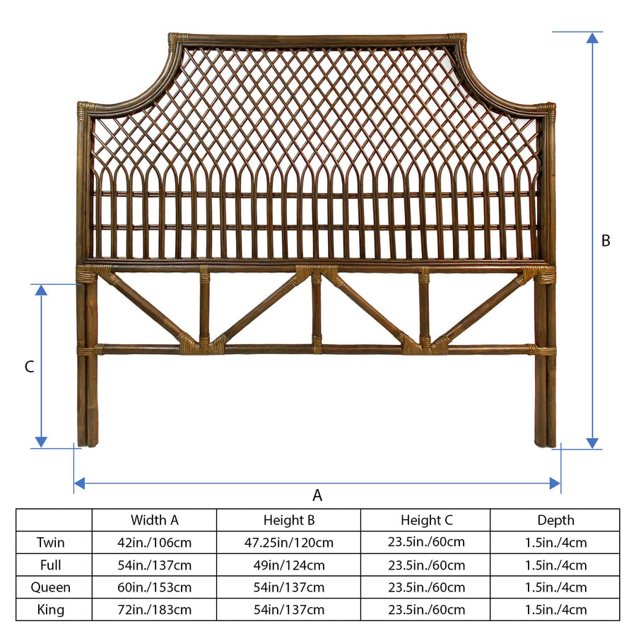 Nias Classic Rattan Headboard , Antique Brown