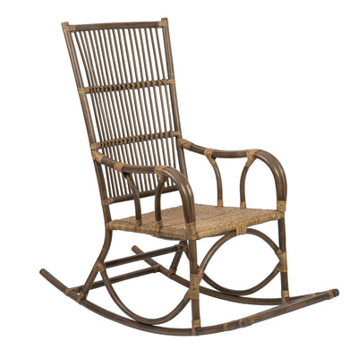 Rattan Loop Edged Classic Rocking Chair, Antique Brown