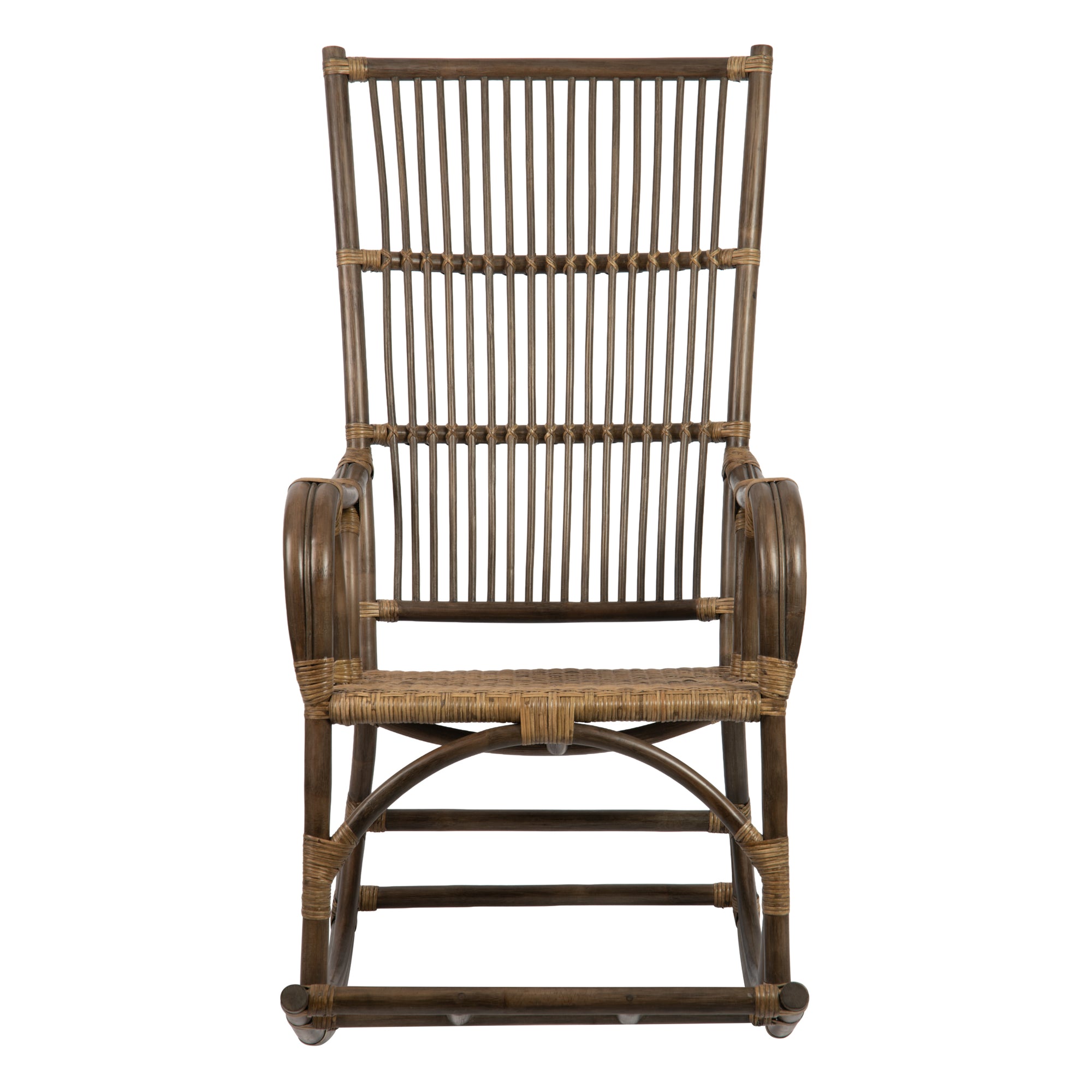Rattan Loop Edged Classic Rocking Chair, Antique Brown