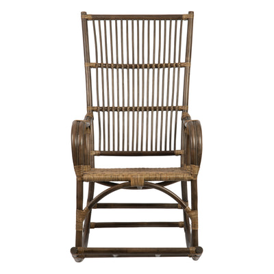 Rattan Loop Edged Classic Rocking Chair, Antique Brown