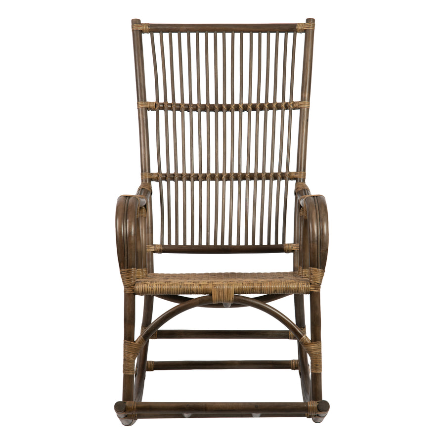 Rattan Loop Edged Classic Rocking Chair, Antique Brown