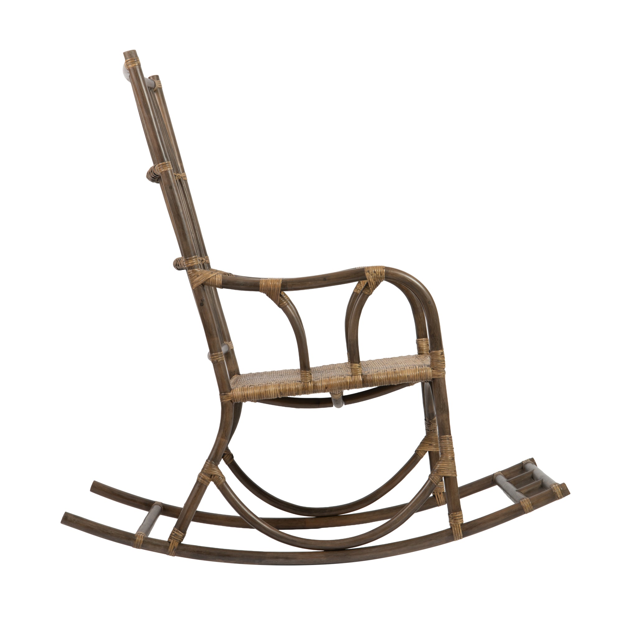Rattan Loop Edged Classic Rocking Chair, Antique Brown