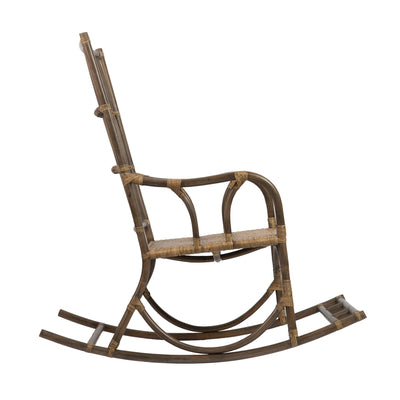 Rattan Loop Edged Classic Rocking Chair, Antique Brown