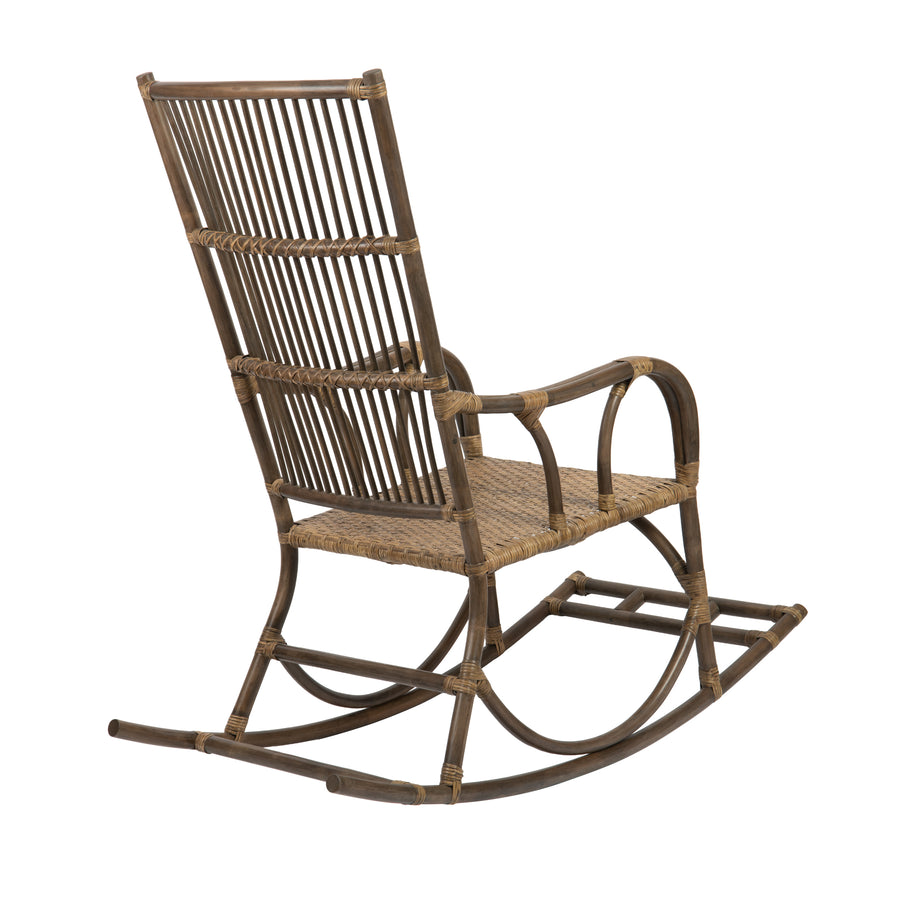 Rattan Loop Edged Classic Rocking Chair, Antique Brown
