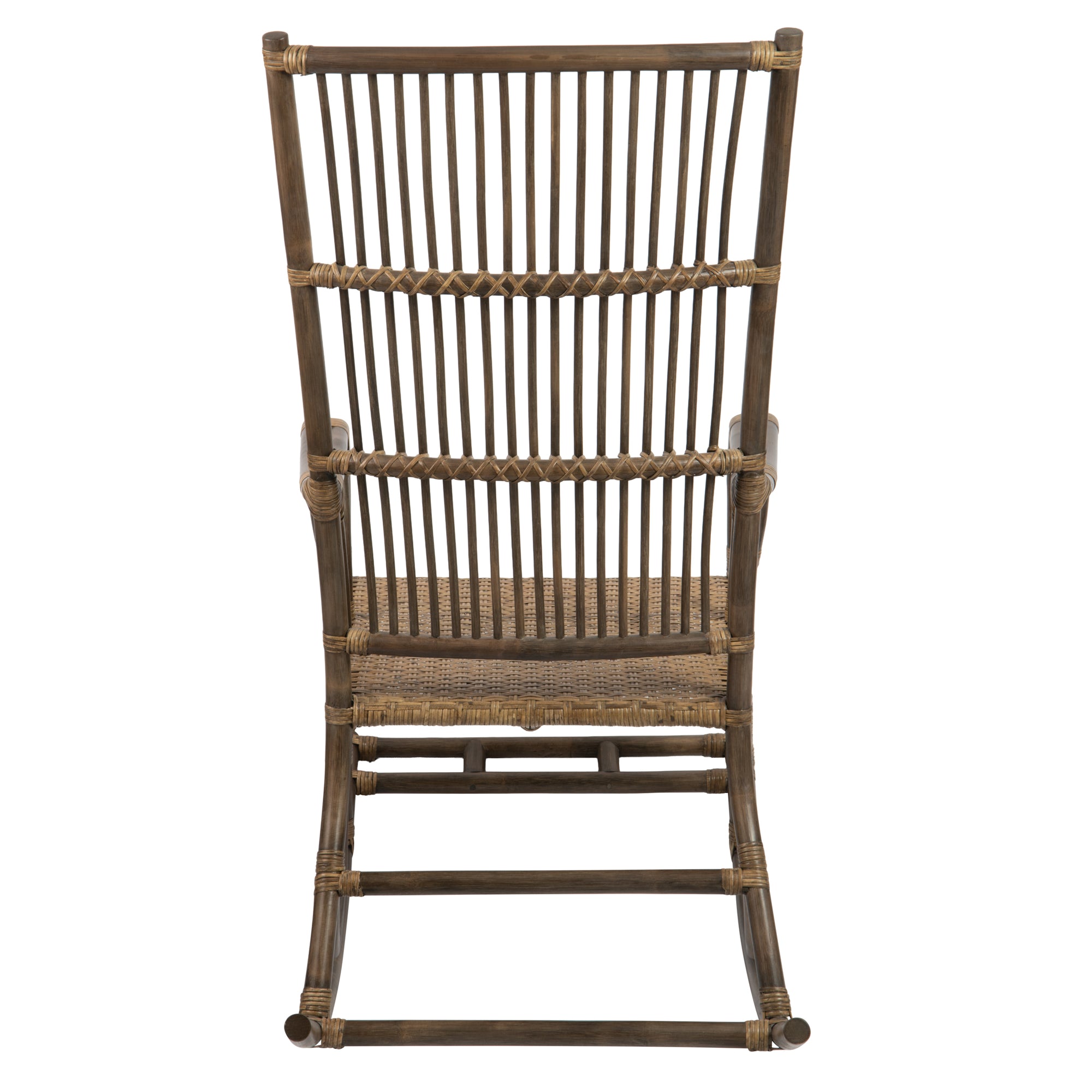 Rattan Loop Edged Classic Rocking Chair, Antique Brown
