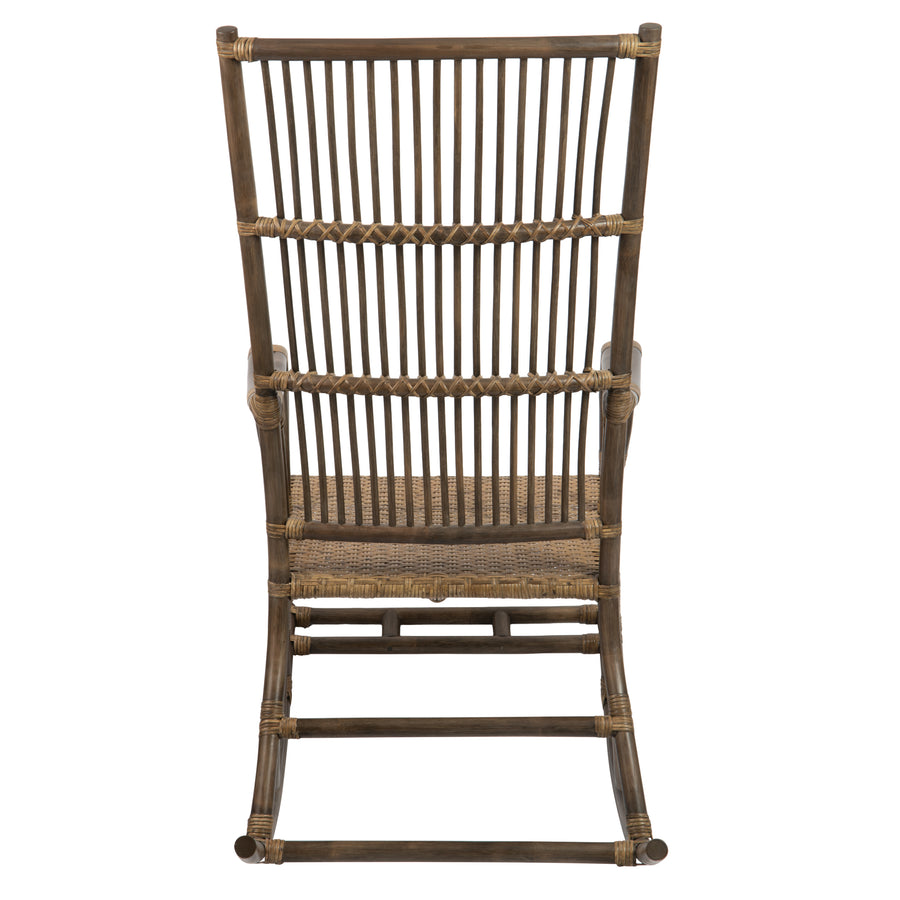 Rattan Loop Edged Classic Rocking Chair, Antique Brown