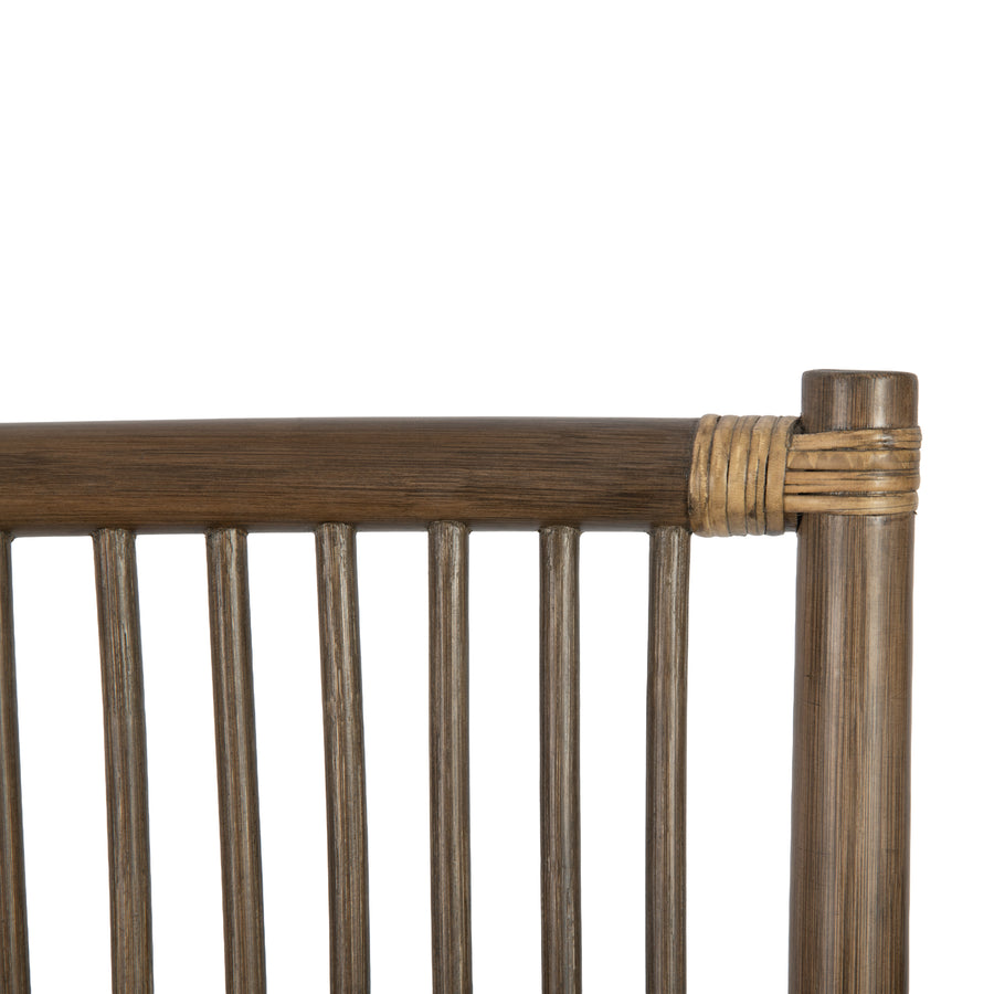 Rattan Loop Edged Classic Rocking Chair, Antique Brown