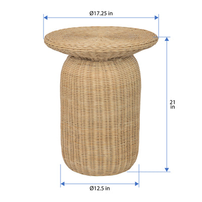 Buru Round Wicker Side- & End-Table, Natural