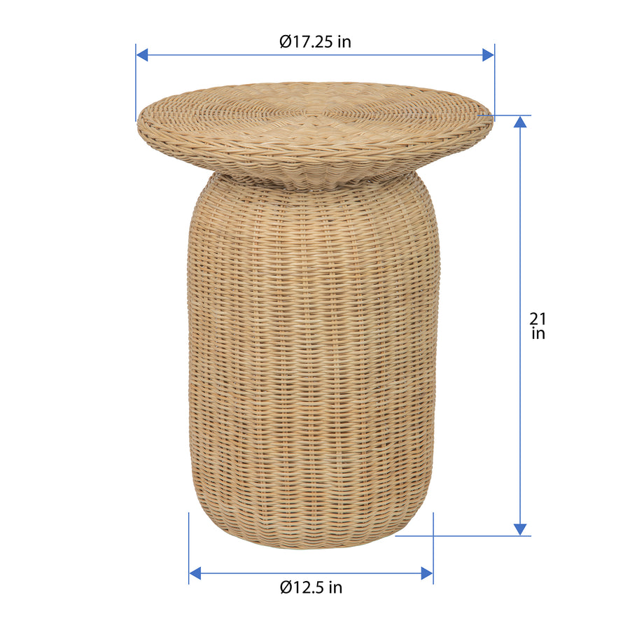 Buru Round Wicker Side- & End-Table, Natural