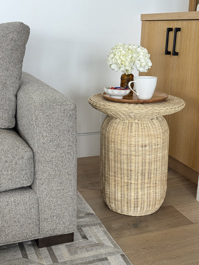 Buru Round Wicker Side- & End-Table, Natural