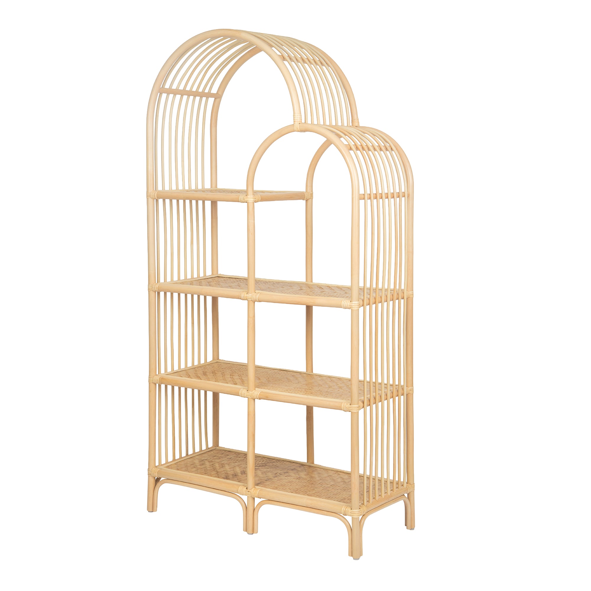 Aska Arched Rattan Shelving Unit an Bookcase, Natural