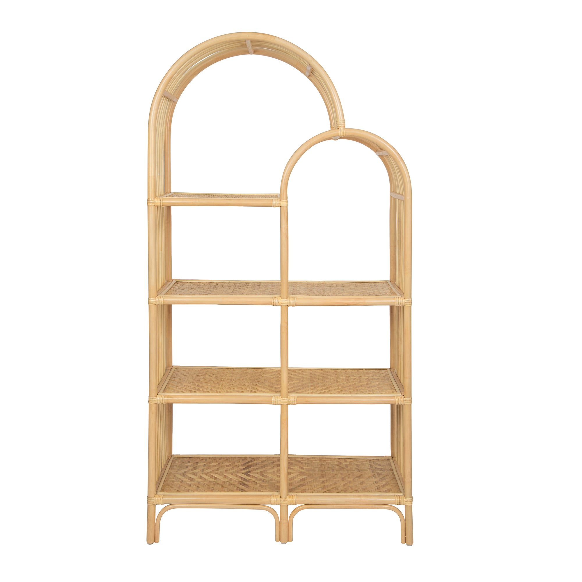 Aska Arched Rattan Shelving Unit an Bookcase, Natural