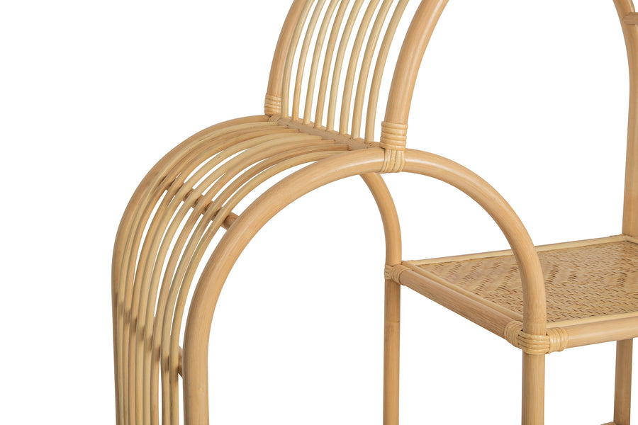 Aska Arched Rattan Shelving Unit an Bookcase, Natural