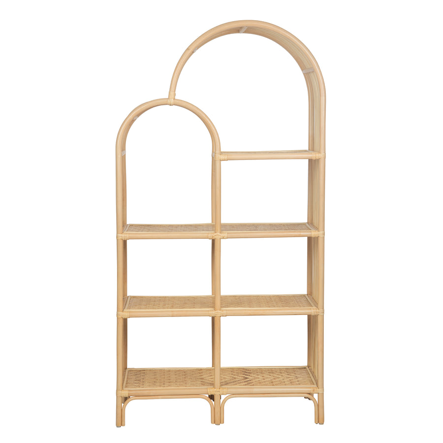 Aska Arched Rattan Shelving Unit an Bookcase, Natural