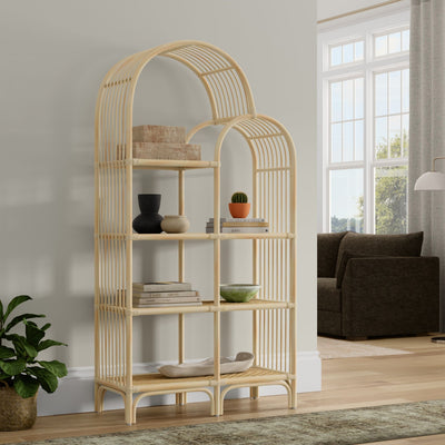 Aska Arched Rattan Shelving Unit an Bookcase, Natural