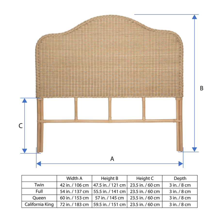 Borneo Wicker Bed Headboard, Natural