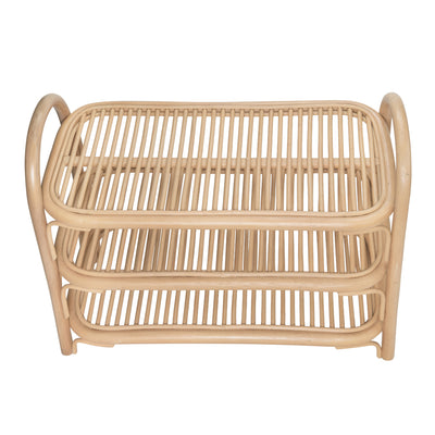 Rattan Three Tier Shoe Rack and Shelf, Natural