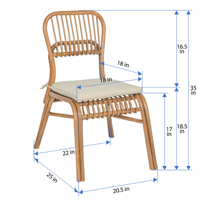 Sakha Rattan Dining Chair, Set of 2 Pieces, Brown Wash