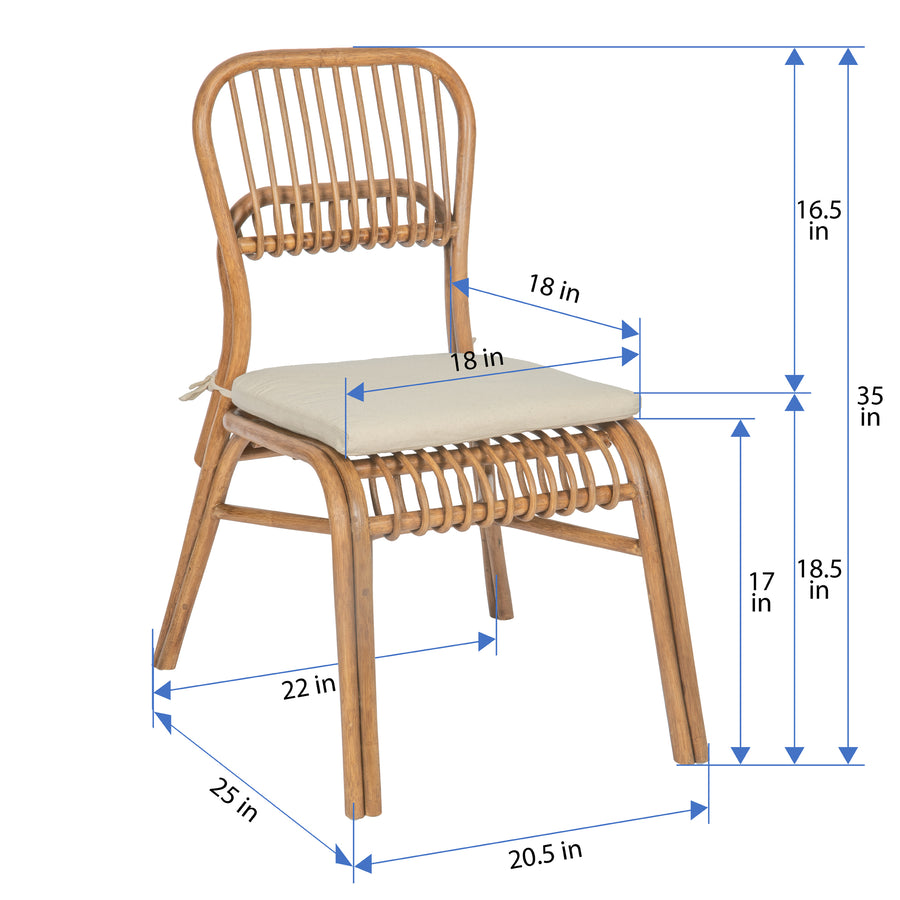 Sakha Rattan Dining Chair, Set of 2 Pieces, Brown Wash