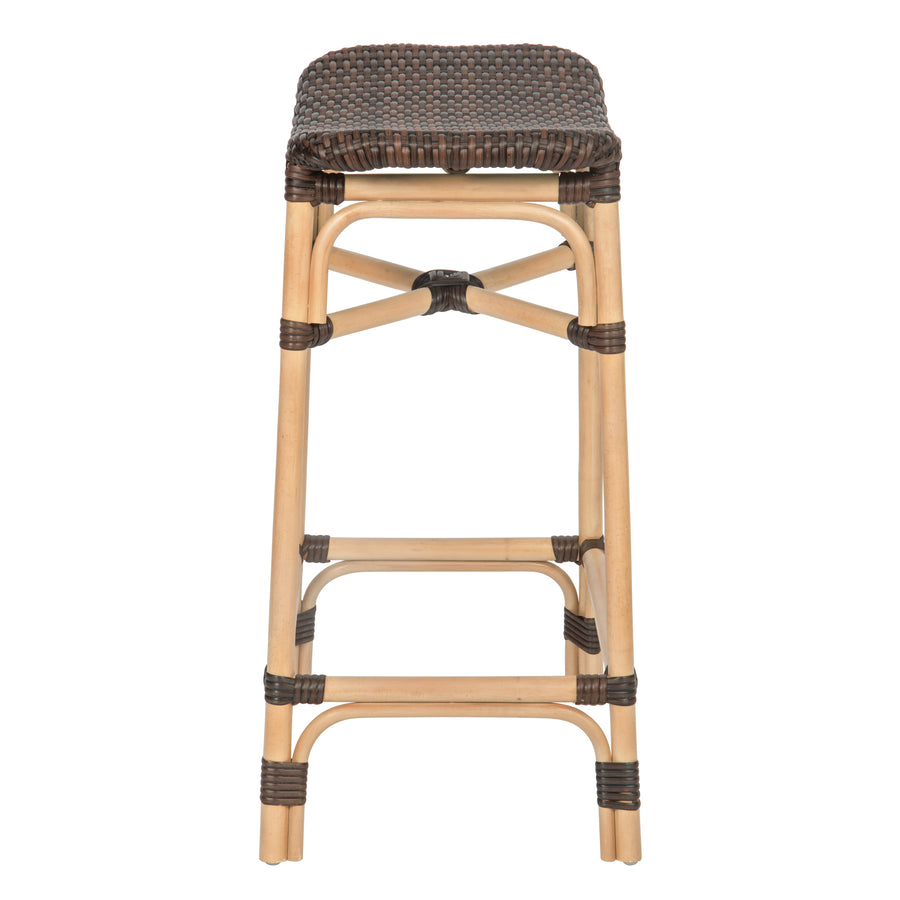 Rattan-Poly Rattan Saddle Counter Stool, Dark Brown