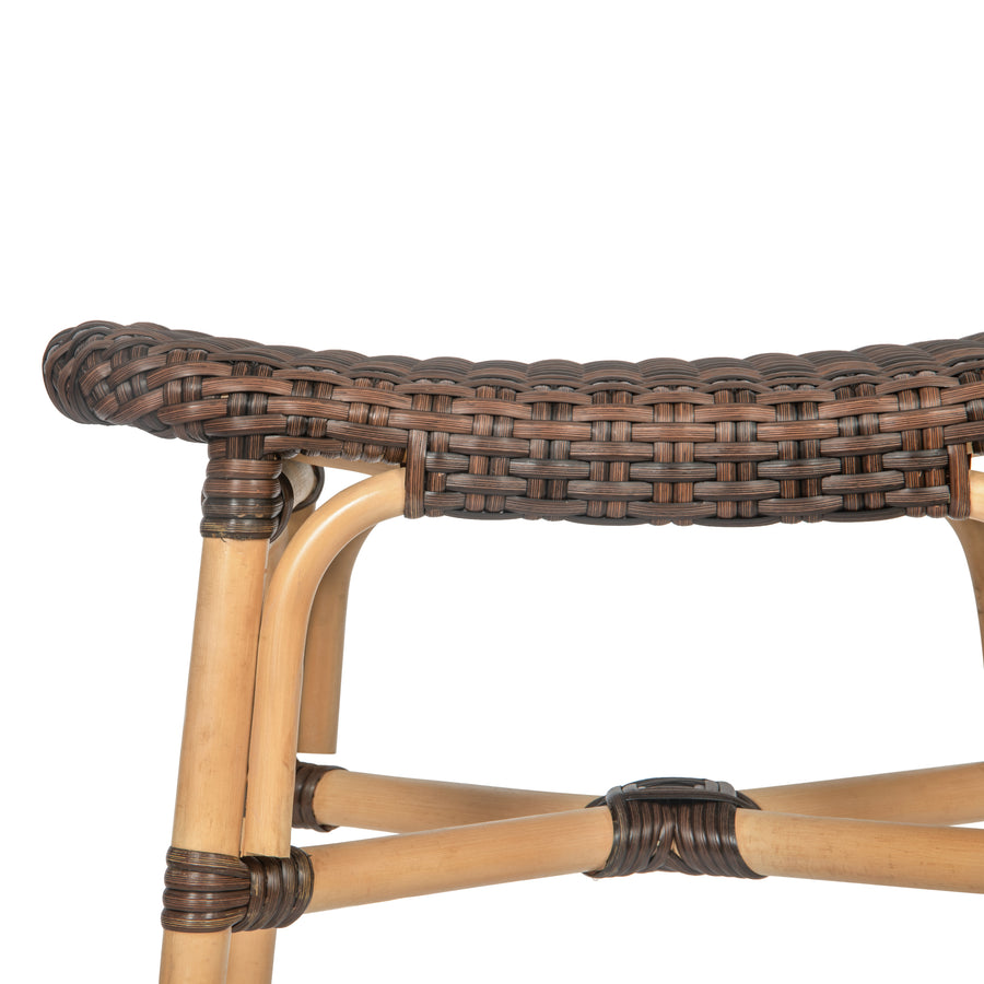 Rattan-Poly Rattan Saddle Counter Stool, Dark Brown