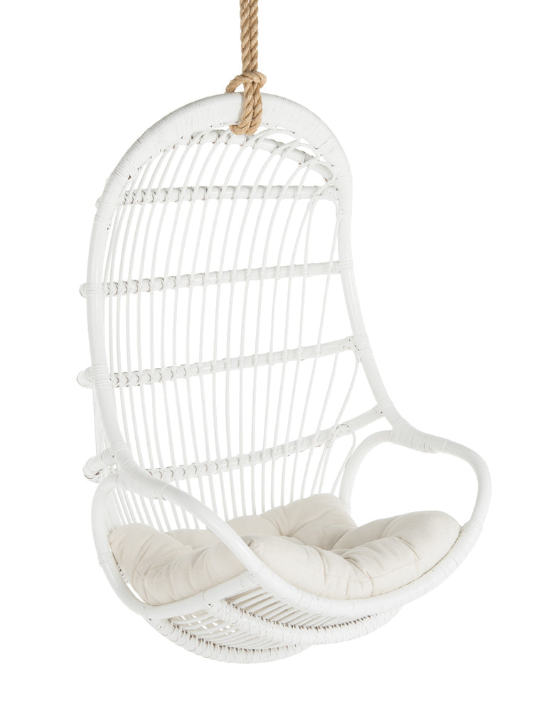 Hanging Rattan Swing Chair with Seat Cushion