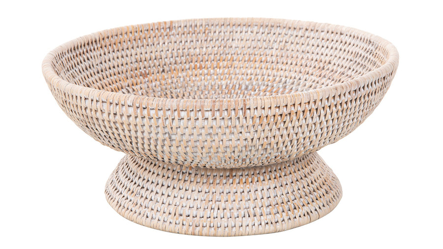 Kouboo Large La Jolla Pedestal Honey Brown Rattan Fruit Bowl 