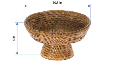 La Jolla Honey Brown Rattan Fruit Bowl Pedestal Measurements