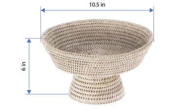 White Rattan Fruit Bowl Pedestal Measurements