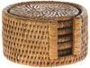 La Jolla Round Rattan Coasters with Holder, Set of 6