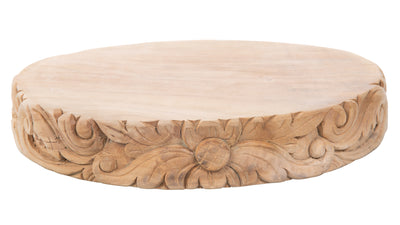 Balian Teak Wood Carved Round Tapas, Meat and Cheese Board or Charger, Natural