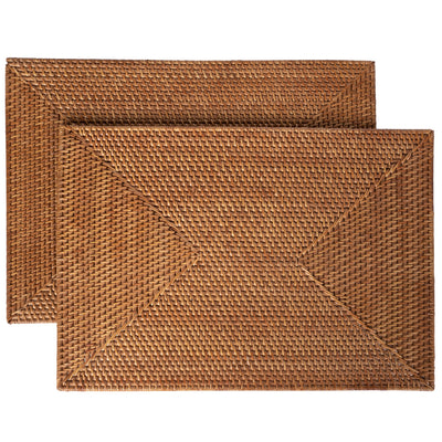 Loma Rectangular Rattan Placemat, Set of 2 Pieces