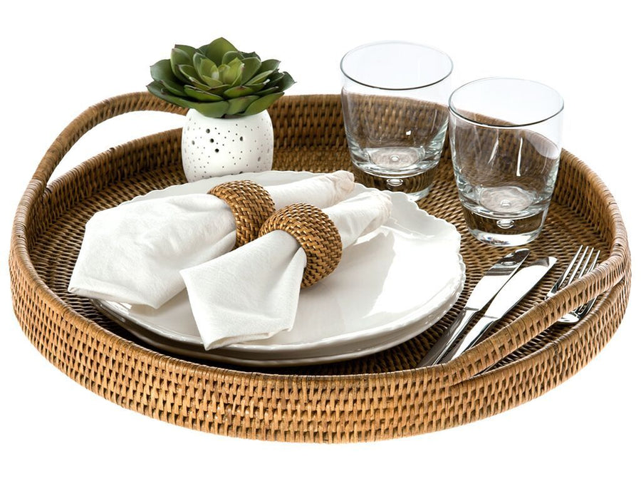 La Jolla Rattan Round Serving Tray