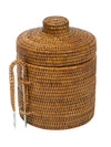 La Jolla Rattan Ice Bucket with Ice Tongs, Honey Brown