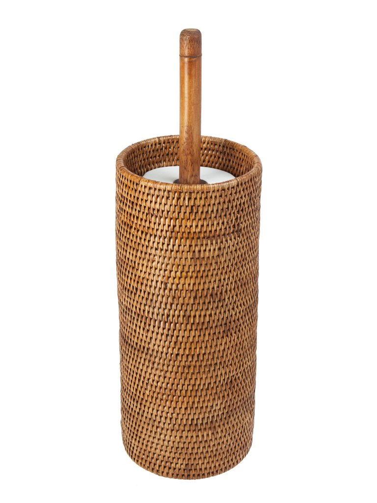 Kouboo La Jolla Handwoven Rattan Toilet Roll Stand, 3 Rolls
