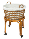 Rolling Wicker Laundry Basket and Hamper with Cotton Liner and Stand
