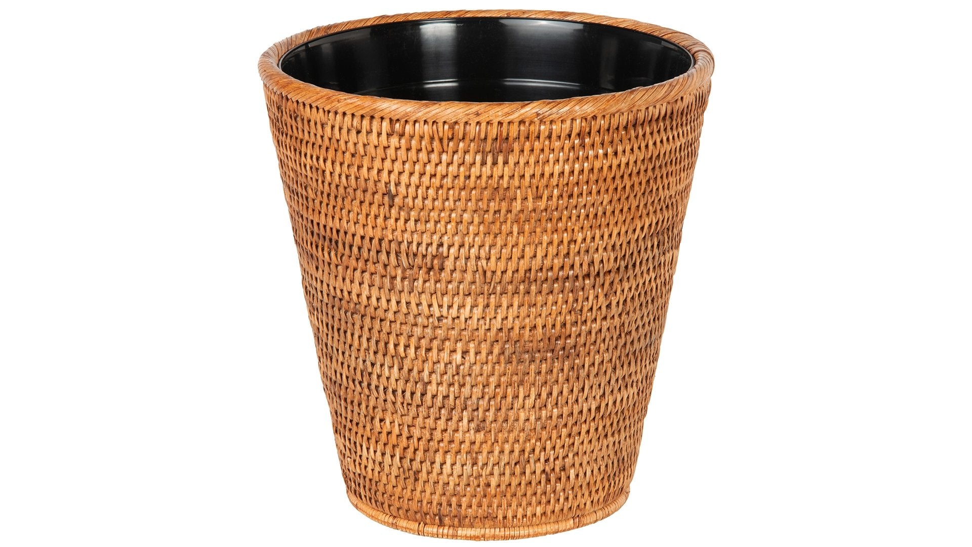 La Jolla Rattan Waste Basket with Plastic Insert