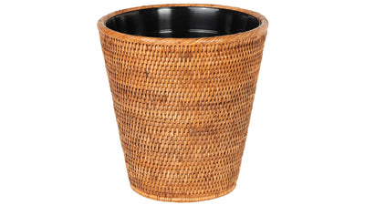 La Jolla Rattan Waste Basket with Plastic Insert