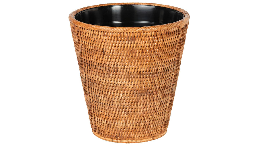 La Jolla Rattan Waste Basket with Plastic Insert