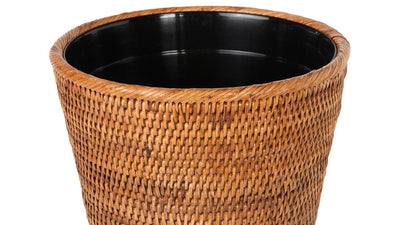 La Jolla Rattan Waste Basket with Plastic Insert