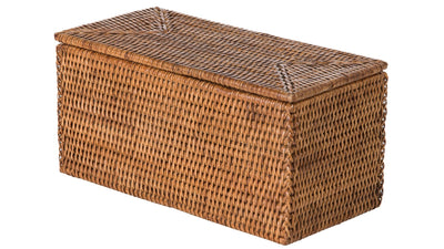 La Jolla Rectangular Rattan Storage and Toilet Roll Box, Honey-Brown