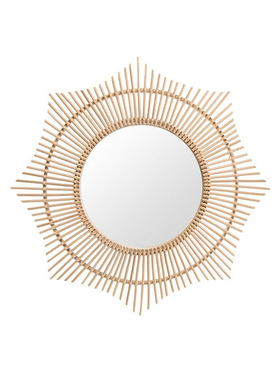 Rattan Round Halo Wall Mirror, Natural