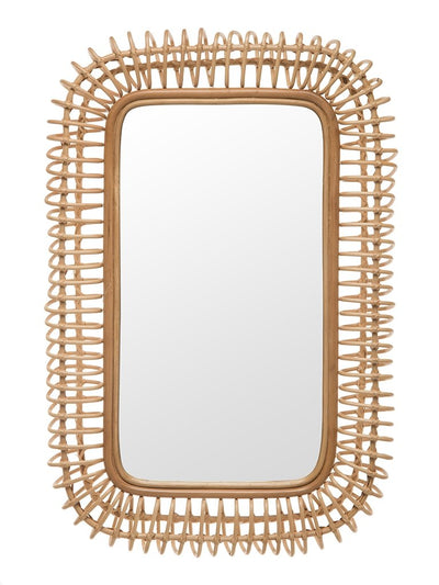 Rattan Coiled Rectangular Wall Mirror, Natural